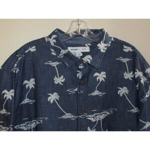 Old Navy Men’s XXL Shirt Islands Hawaiian Slim Fit Beach Blue Vacation Cruise
